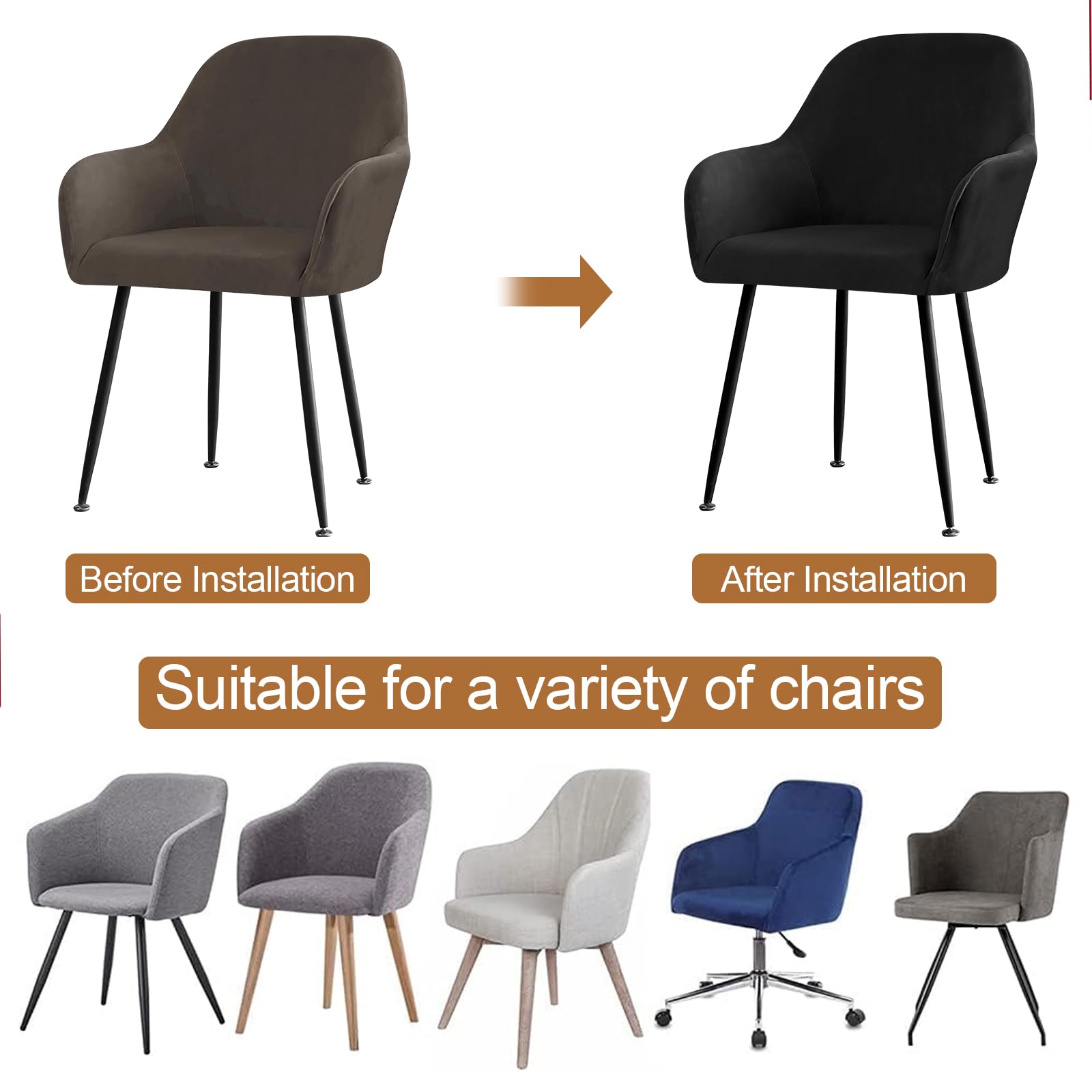 Homebliss Coprisedie con Schienale 4 Pezzi in Velluto Elasticizzati, Universale, Copri sedia