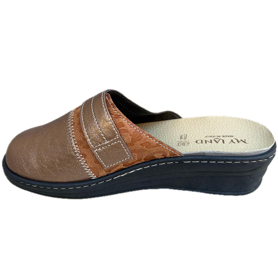 Chaussons confort MYLAND ELENA Chaussons confortables pour femme en cuir plantaire amovible réglable avec boucle Made in Italy