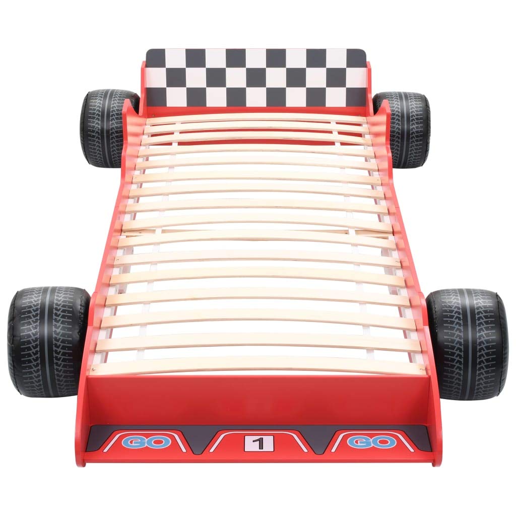 Festnight Cama Infantil con Forma de Coche de Carreras para Niños, Muebles para Dormitorio de Niños, 90x200 cm Roja