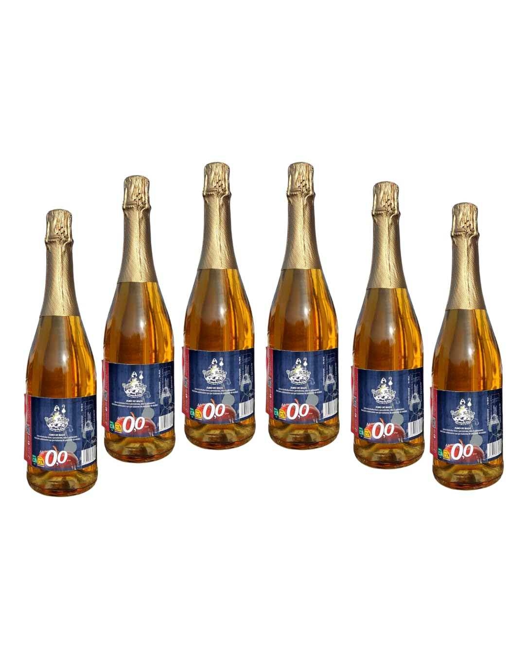Sidra 0,0 sin alcohol natural de manzana – Refresco saludable, bajo en calorías, ideal para conductores, deportistas y consumo diario. - Val do Traba (Caja de 6 Botellas)