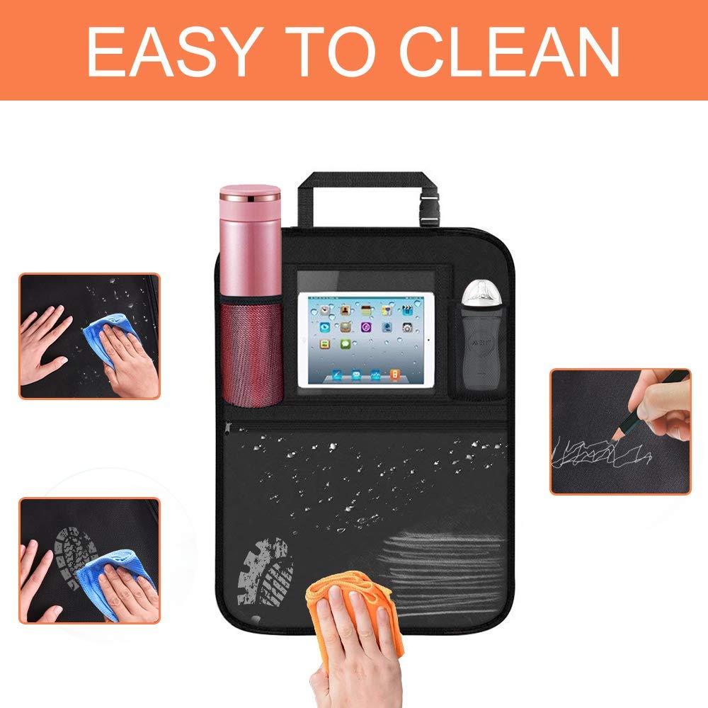 Car Organizer Back Seat,Car Back Seat Protector,Waterproof Kick Mat,Clear Touch Screen Tablet Holder for Kid/Travel with Multi Pocket,Car Seat Organizer,Car Storage Organizer with 2 Pack