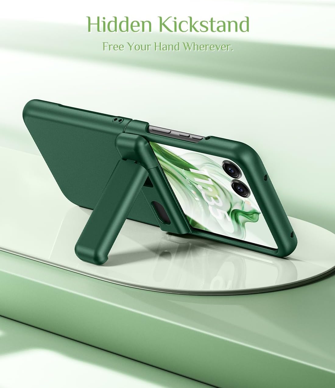 Caka for Motorola Razr 2024/2025 Case [Kickstand] [Hinge Protection], for Moto Razr 2024/2025 Case with Slim Full Body Shockproof Phone, Green