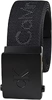 Calvin Klein Unisex Adjustable Web Belt - Military Style Recycled Polyester, CK Logo Buckle, Perfect Casual Fit (1 or 3 Pack)