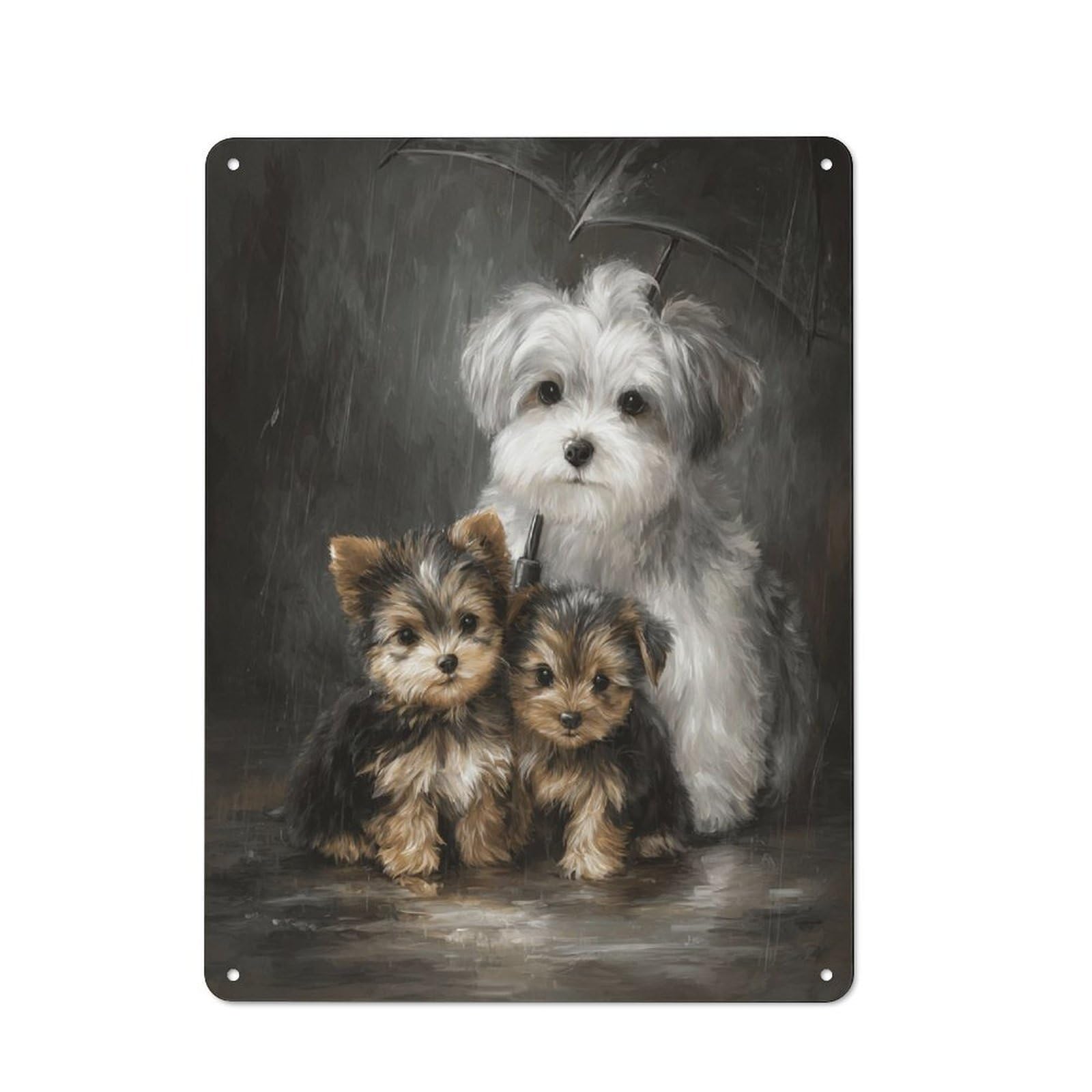 Junmoney Rainy Day Pups Retro Metal Wall Sign 40X30cm With For Home Bar Wall, A Housewarming Gift For Hosts Who Enjoy Retro Interiors