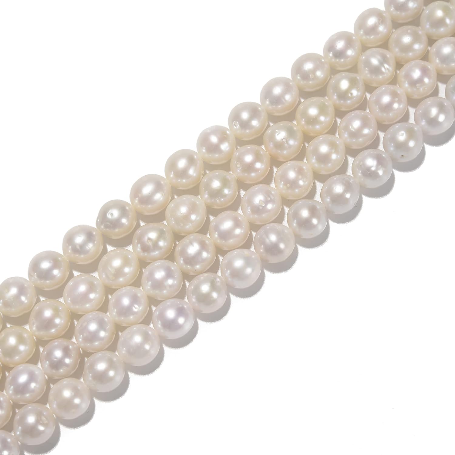 Fresh Water Akoya Pearl White Color Off Round Beads 8-9mm 15.5'' Str for Jewelry Making