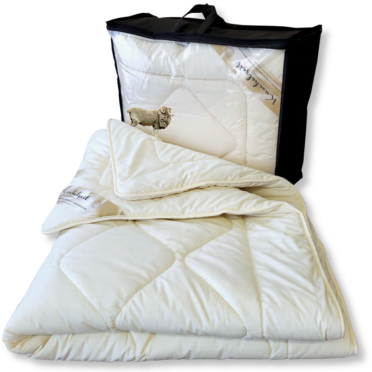 Merino Schaf-Schurwoll Winterdecke in 135x200 cm Schurwoll Winterbett Duo-Bett Duo-Steppdecke Winter Bettdecke