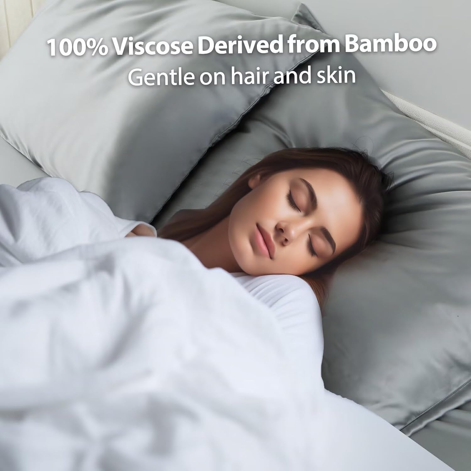 4 Pack Cooling Pillow Cases,Viscose Derived from Bamboo Pillow Protectors Standard Size Set of 4, 400 Thread Count Soft Silky Breathable Summer Pillow Cover with Zipper Hidden (4PCS, Standard,Grey)
