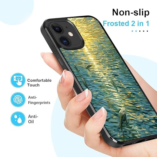 Miniatura 7 de Case for iPhone 12 Mini Dolphin-aa253 Pattern Shockproof Slim TPU Rubber Material Black Frame Cellphone Mobile Case FHW