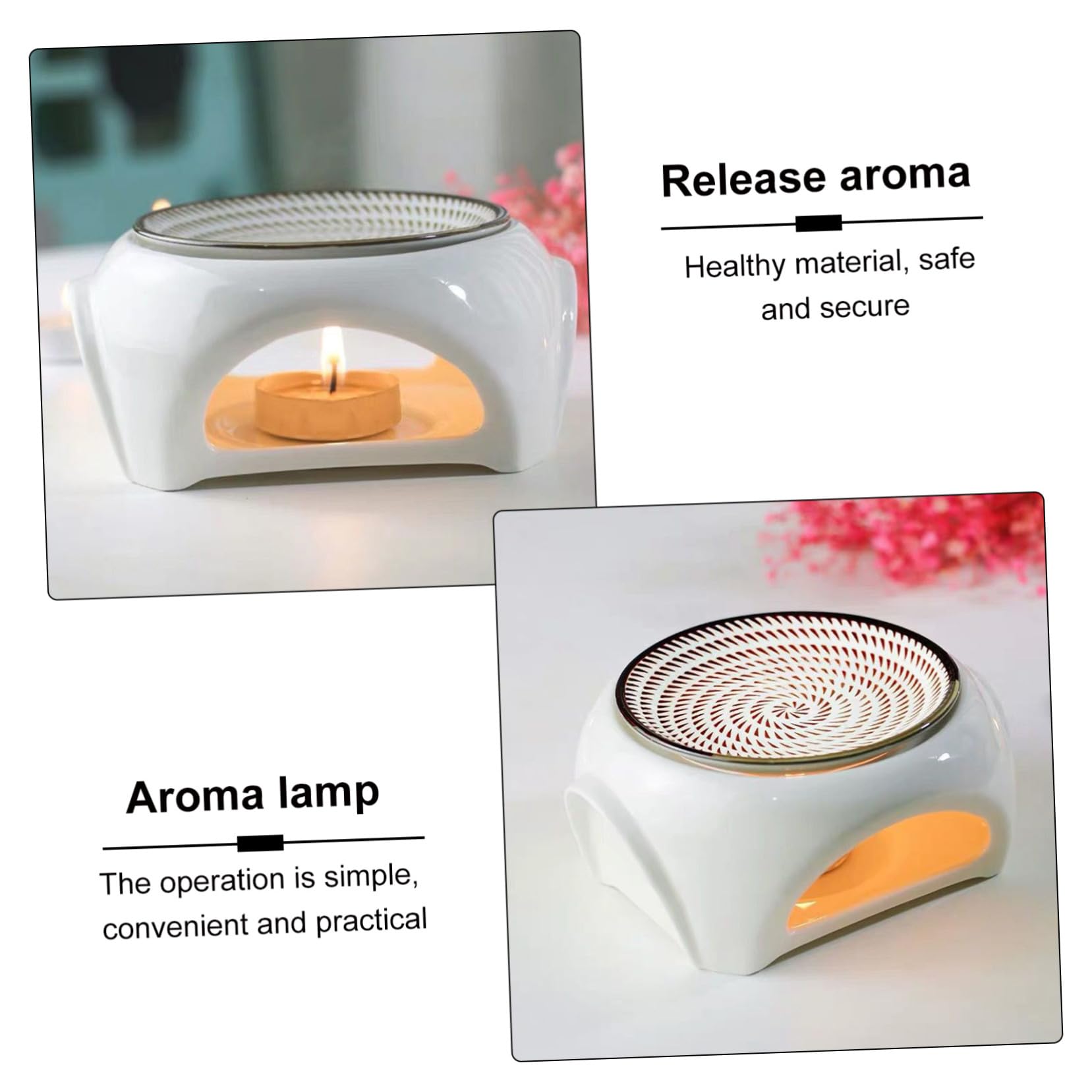 Duftlampe mit Schneller Duftfreisetzung für Ätherische Öle Keramik und Einfacher Bedienung Weiße Aromalampe Geeignet für Schlafzimmer und Büro