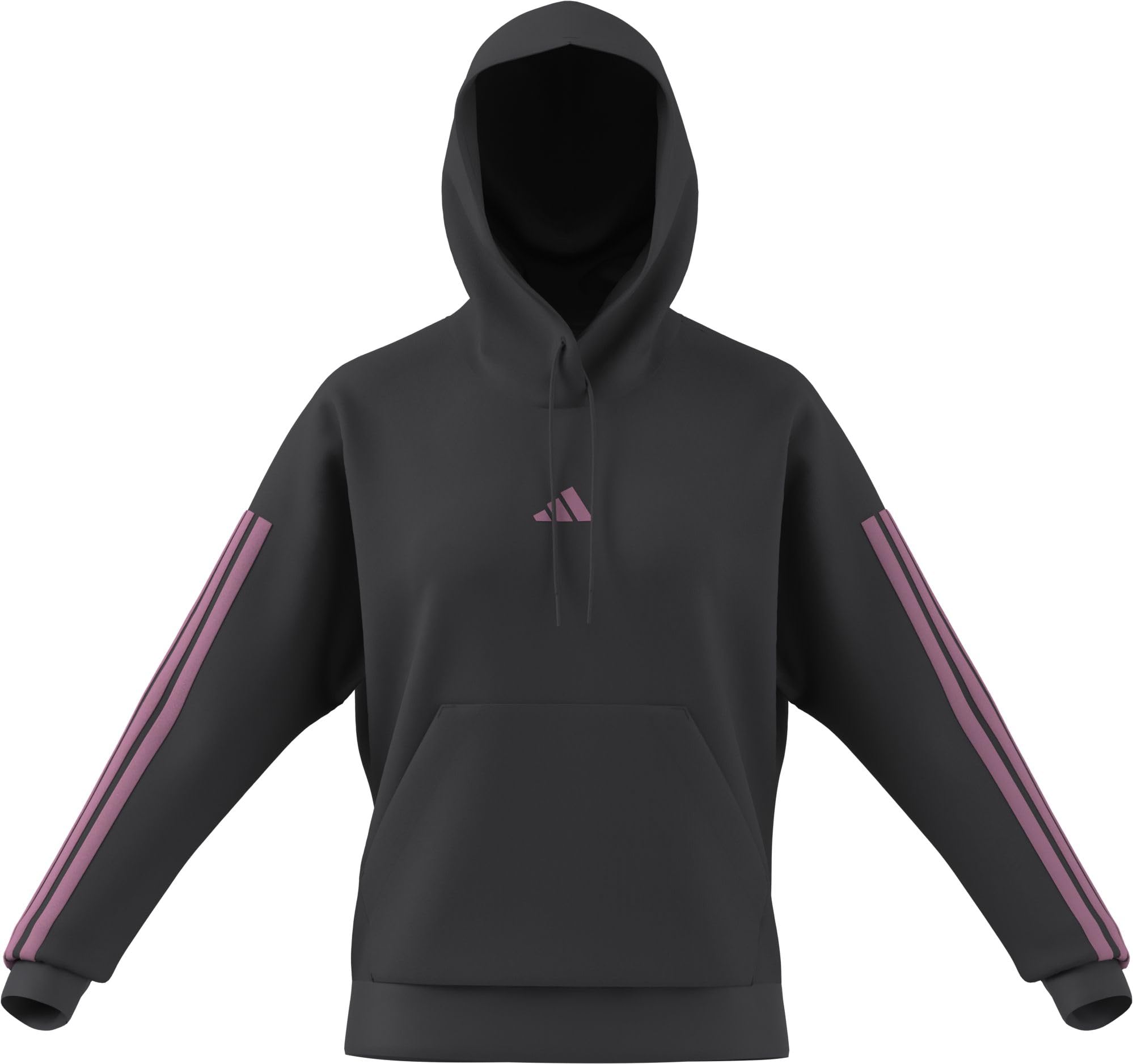 adidas dames ESSENTIALS 3-STRIPES FLEECE HOODIE, grey six/st tropic bloom, XS