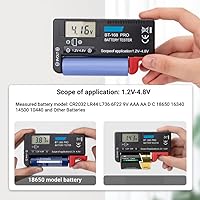 Vista 4 de Walfront BT‑168PRO - Comprobador de batería para pilas de botón (batería de 1,2 ~ 4,8 V, 9 V, pantalla LCD digital)
