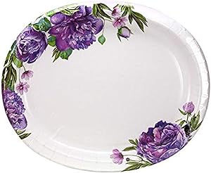 Disposable Oval Floral Paper Plates -12