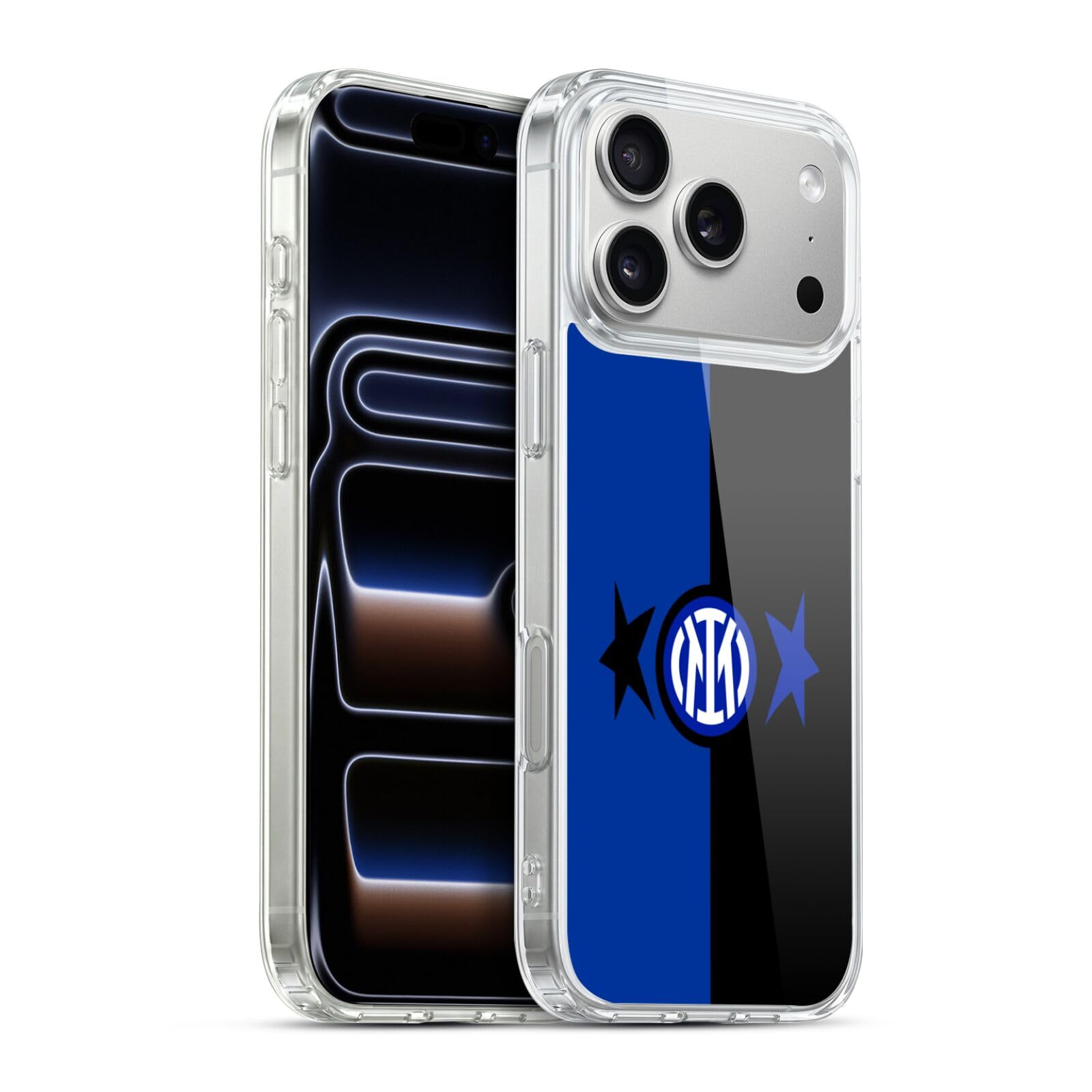 Head Case Designs Licenza Ufficiale Inter Milan Nero & Blu IM 2Stars Custodia in Gel [Protezione di Grado Militare] Compatibile con Apple iPhone 17 PRO Max E Compatibile con MagSafe
