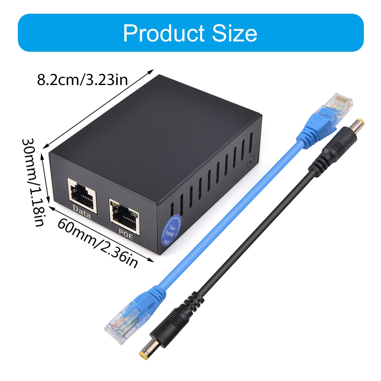 Boîtier répartiteur d'alimentation Ethernet 12 V 5 A Boîtier en métal RJ45 Séparateur d'alimentation pour appareils réseau via Ethernet Splitter
