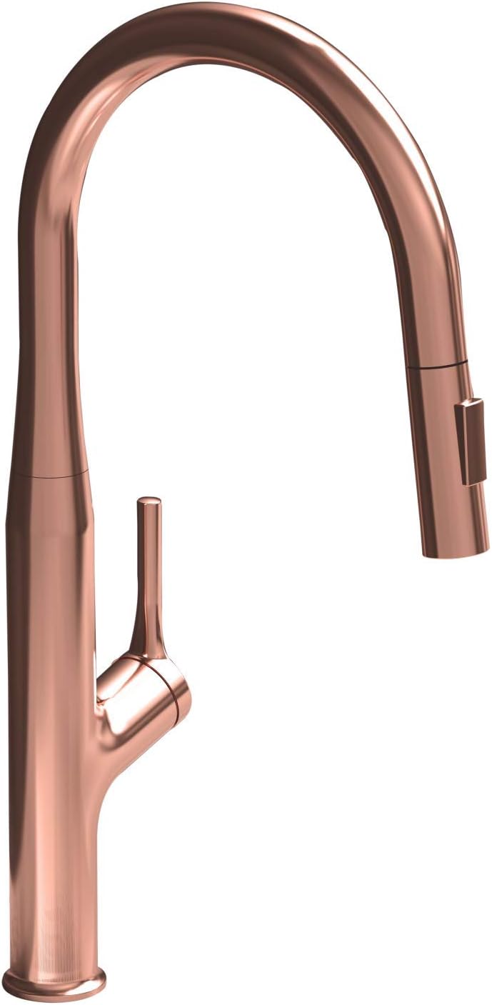 Carysil ALA 1512 Brass Kitchen Faucet with Pull Out spout Sprayer and Single Handle Pull Down Kitchen Sink Faucet Rose Gold.