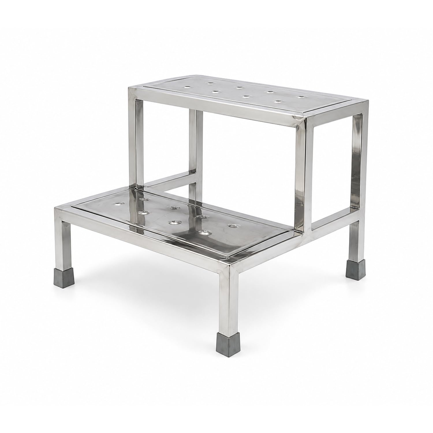 Bed Side Single Foot Step Stool with Anti Slippery Rubber Coating Top Medical Furniture for Hospital/Clinic/Nursing Home and Domestic Use (Double Stainless Steel Foot Step, Standard)-image-8
