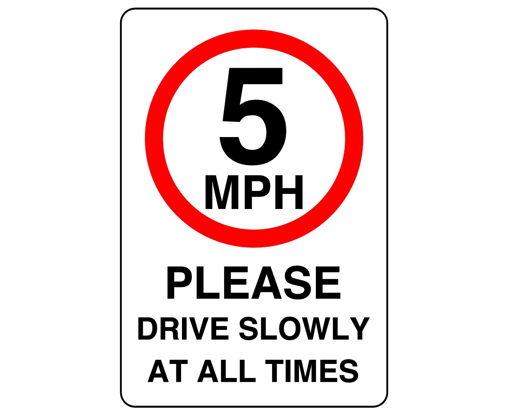 5mph please drive slowly at all times- 1.2mm Rigid plastic high-visibility and durability for indoor/outdoor usage (400mm x 300mm) Ensures Safety Within 14m Viewing Distance.