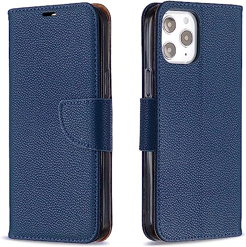 Coque iPhone 14 avec fermeture magnétique et béquille support intégrée bleu