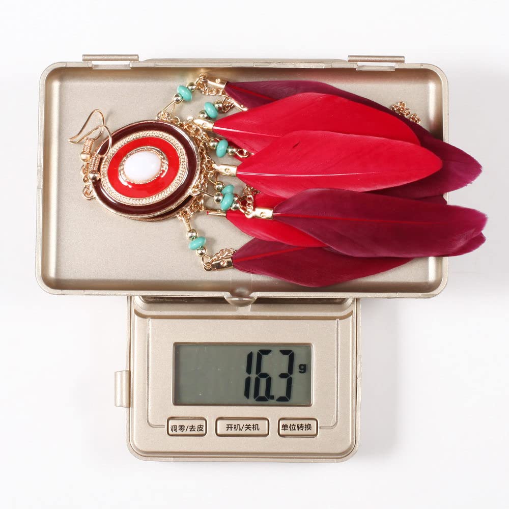 2 Piezas Pendientes de Plumas-Bohemio Pendientes de Plumas Redondas geométricas de Plumas, Pluma caída de Pendientes de Aguja Curvada para Mujeres Joyas de Moda ui
