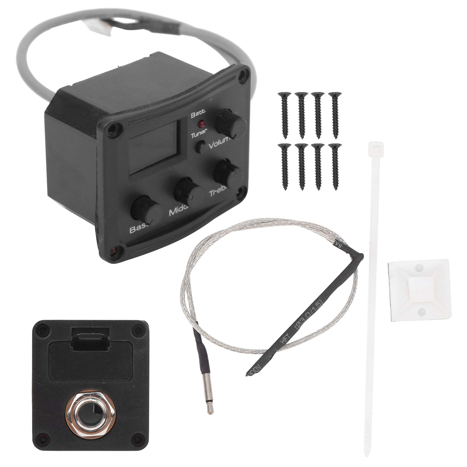 ukulélé égaliseur amplificateur, 3 bandes EQ, écran LCD pour调节音效和预放大, musiciens, enregistrement, streaming, scène