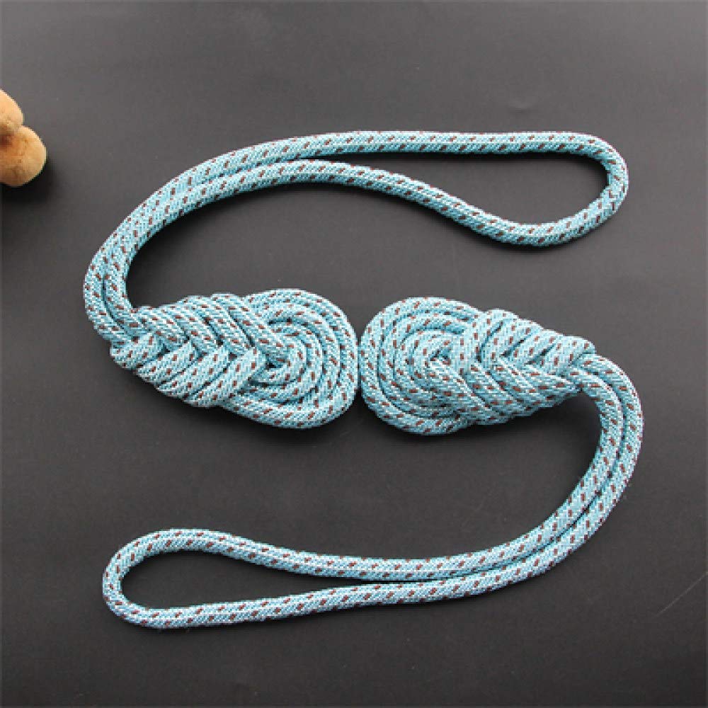 LIJUCAI 2 Stück handgefertigte gewebte Vorhang Raffhalter Raumzubehör Twist Vorhang Krawatte Seil Lanyard hängen Binden Home Dekorative Embrase Rideau, blau, 75 cm