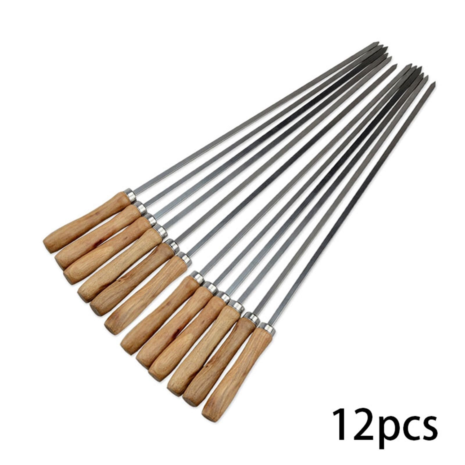 45cm flache Edelstahl Grillspieße mit Holzgriff für Schaschlik(12 Pieces)