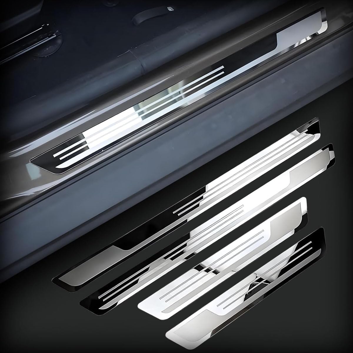 4 Pezzi Battitacco Auto per Geely Starray Em-i 2025 2026, Protezione Soglia Porta Protezione Benvenuto Pedaliera Protettivo Soglie Auto Accessori