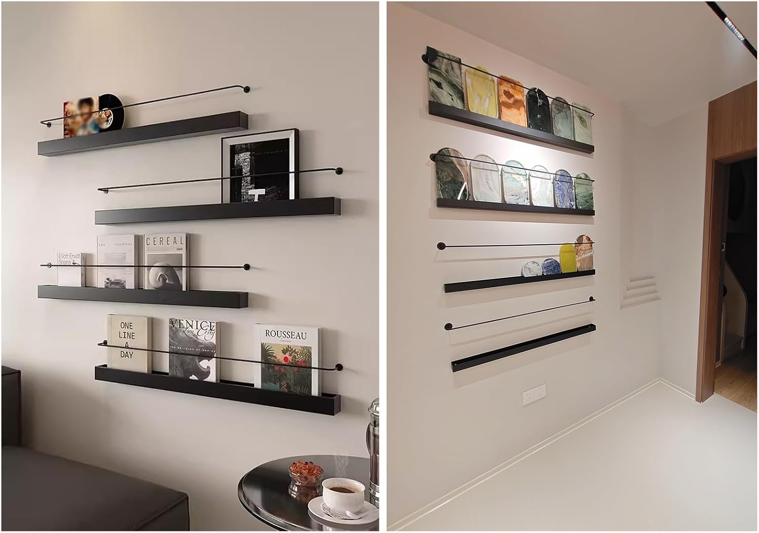 Wall-mounted Iron Magazine Rack, Black Brochure Holder, 31-59 Inch Literature Organizer, Stylish Pamphlet Shelf For Home & Office Decor, Space-saving Storage Solution 120cm (47.2)