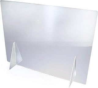 Viztex Protective Sneeze Guard Safety Screen 74.5x90cm Durable 5mm Thick Acrylic Protection Shield Partition for Office Desks, Workstations, Counters, Shops, Full Coverage Divider Barrier