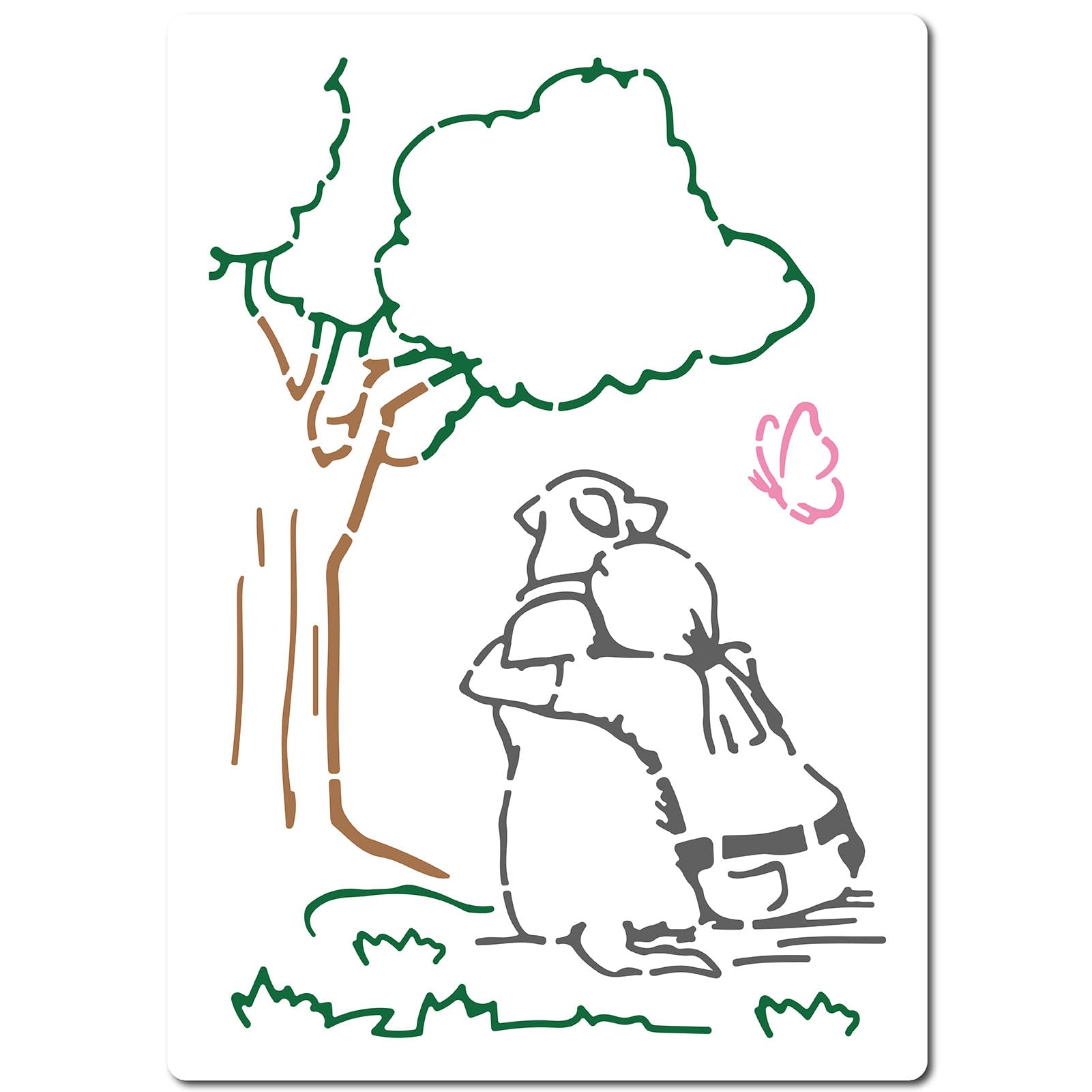 GORGECRAFT 29.7x 21cm Banksy Woman Stencil Tree Template Female and Dog Under A Tree Butterfly Pattern Reusable Plastic Drawing Stencils for Painting on Wood Wall Furniture Canvas Fabrics DIY Crafts