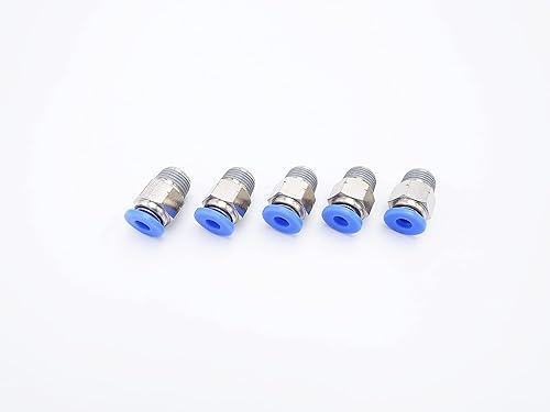 Vista 139 de Empuje para conectar conexión de tubo de 1/8" OD x 1/4" macho NPT rosca, línea de agua recta macho neumática, conectores de empuje rápido