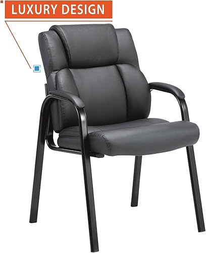 Miniatura 3 de CLATINA Silla de invitados de cuero con reposabrazos acolchado para recepción, reunión, conferencias y sala de espera, oficina lateral, hogar, color