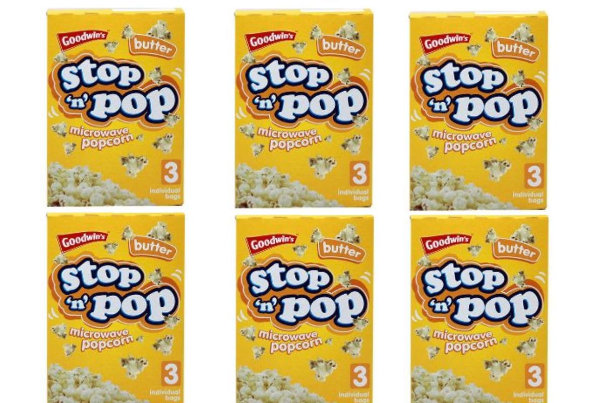 18pk 85g Stop N Pop Butter Flavour Microwave Popcorn 6 BOX | Popping Cinema Pop Corn Kernels for The Family Fun | SOL's Butter Flavoured Microwave Popcorn Kernels