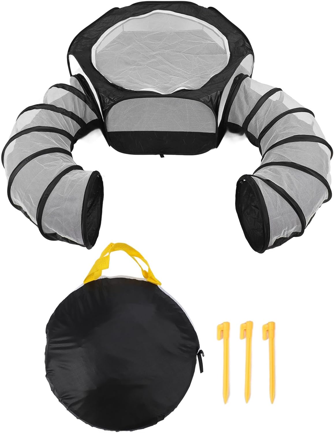 Small Animal Playpen, Breathable Zippered Design Rabbit Playpen, Guinea Pig with Tunnel Top Cover for Cats Rabbits Guinea Pigs Ferrets Hamsters Hedgehogs