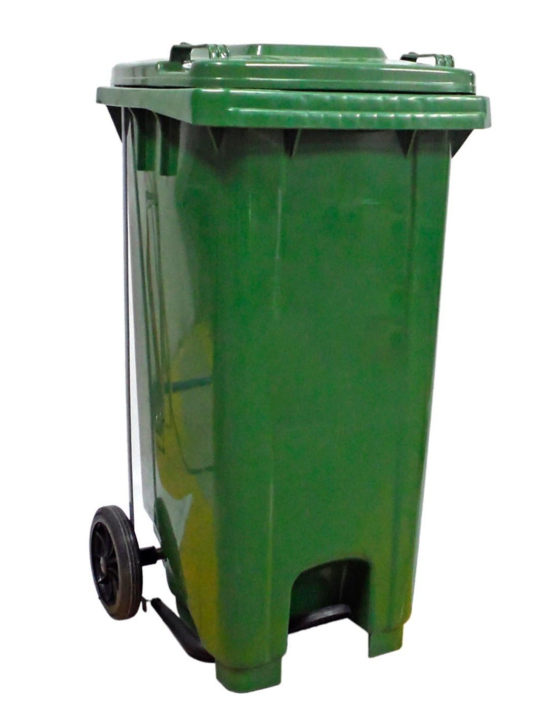 JARDIN202 - Contenedor de basura 120L - Con pedal - Verde