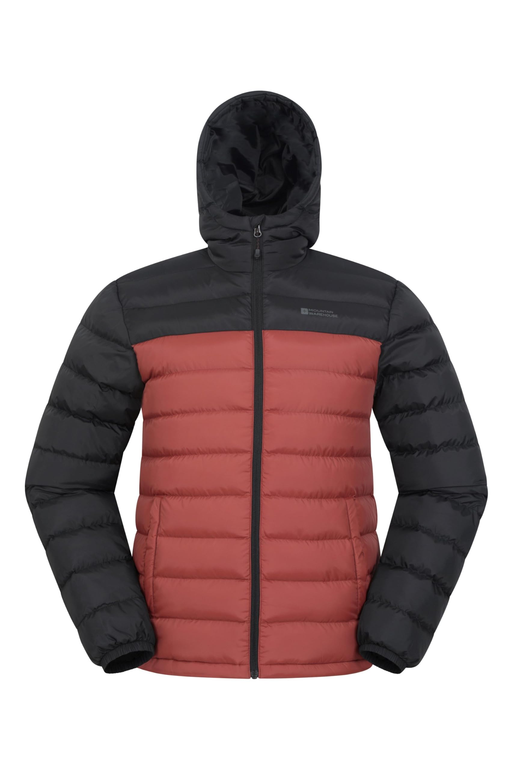 Mountain Warehouse Season Mens Padded Jacket - Water Resistant Puffer Coat, Lightweight, Warm, Lab Tested to -30C, Microfibre Filler - For Travelling, Walking Berry S