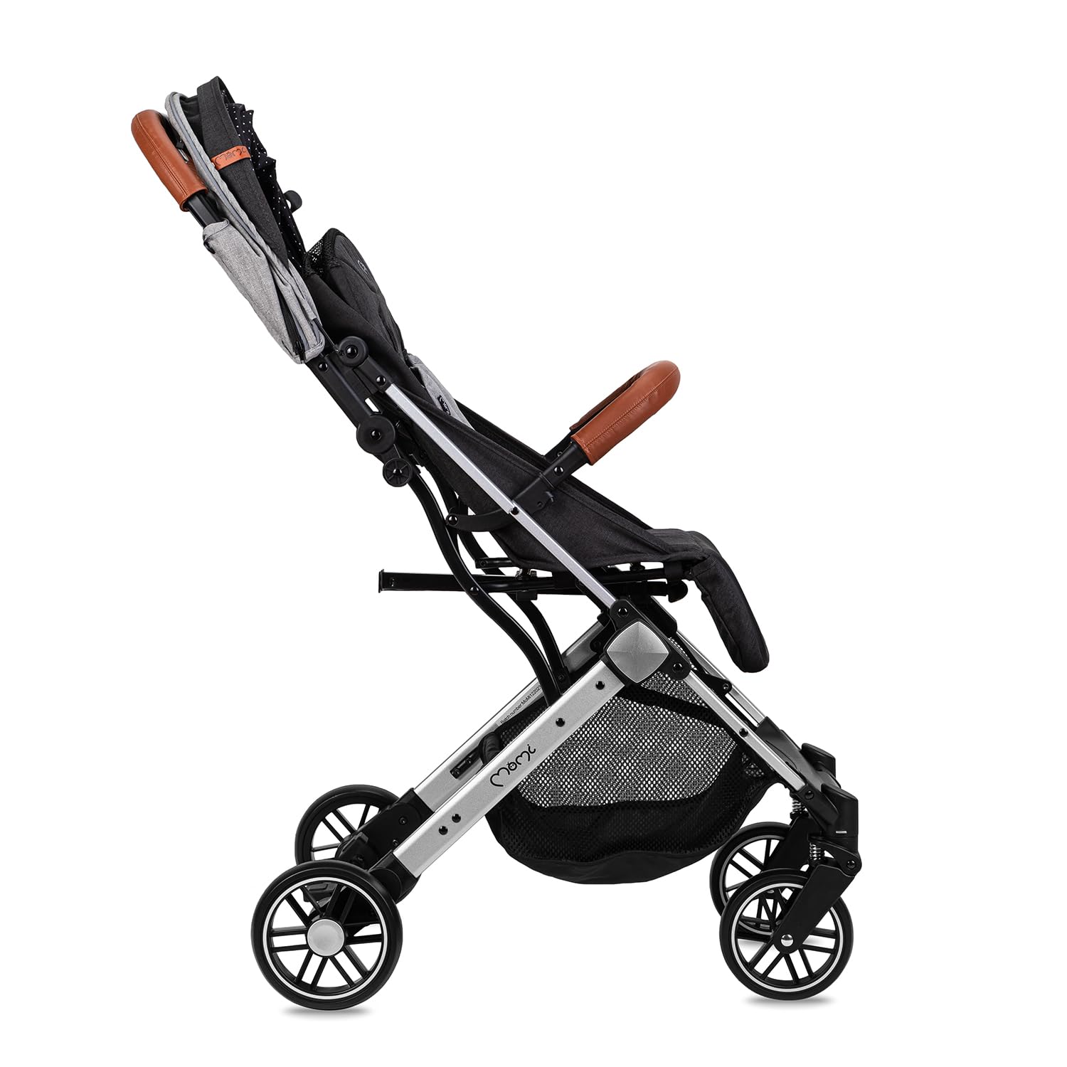 MoMi ESTELLE a partir de los 6 meses (hasta 15 kg), silla de paseo plegable con arnés de 5 puntos, cesta de la compra, barra telescópica, se mantiene de pie plegada