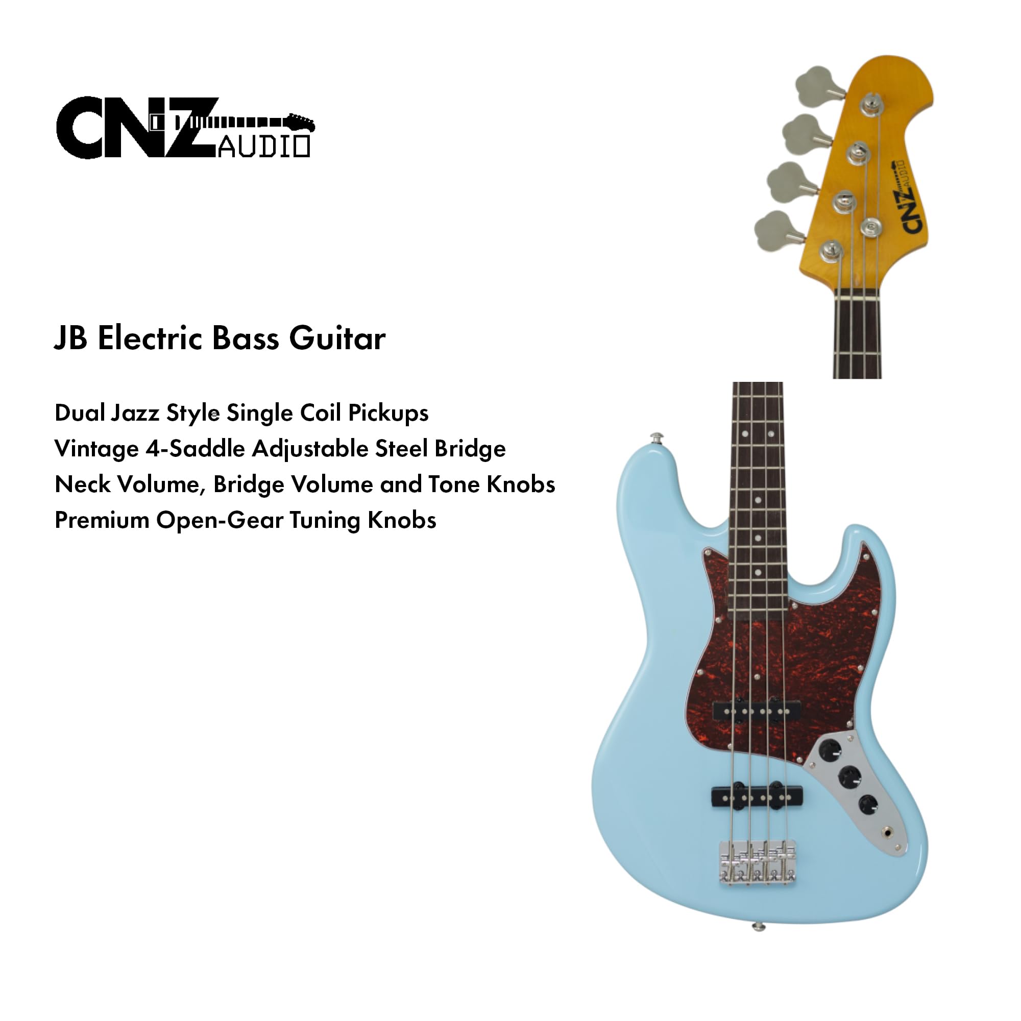 Amazon.com: CNZ Audio JB Electric Bass Guitar - Coral, Basswood