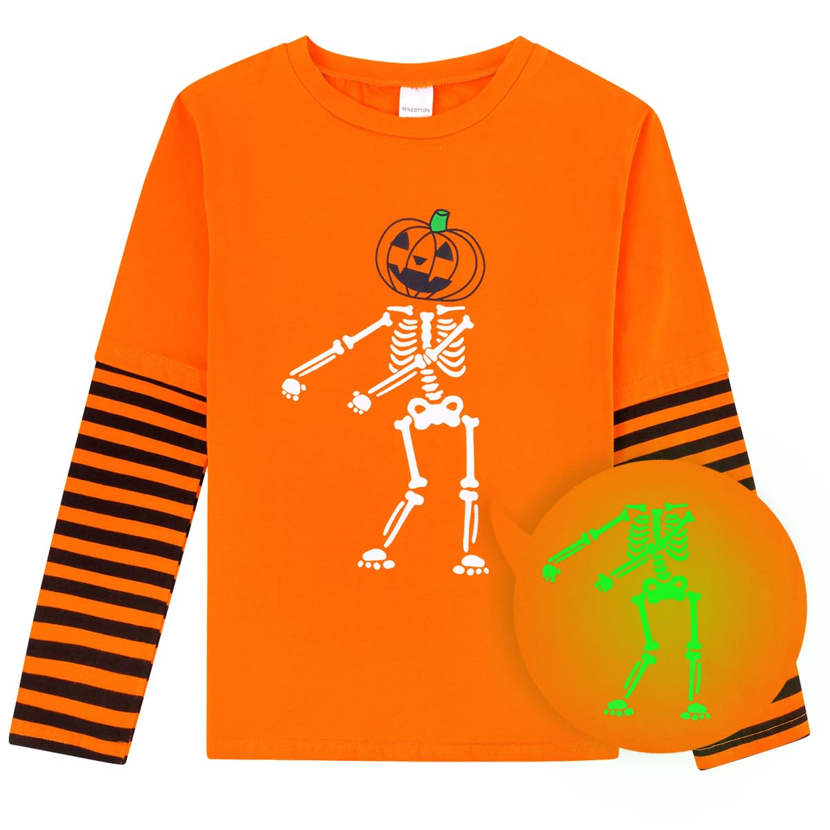 ChicSkyBoys Halloween Top Kids Halloween T Shirt Glow in Dark Spider Ghost Skull Pumpkin Long Sleeve Top 4-11 Years