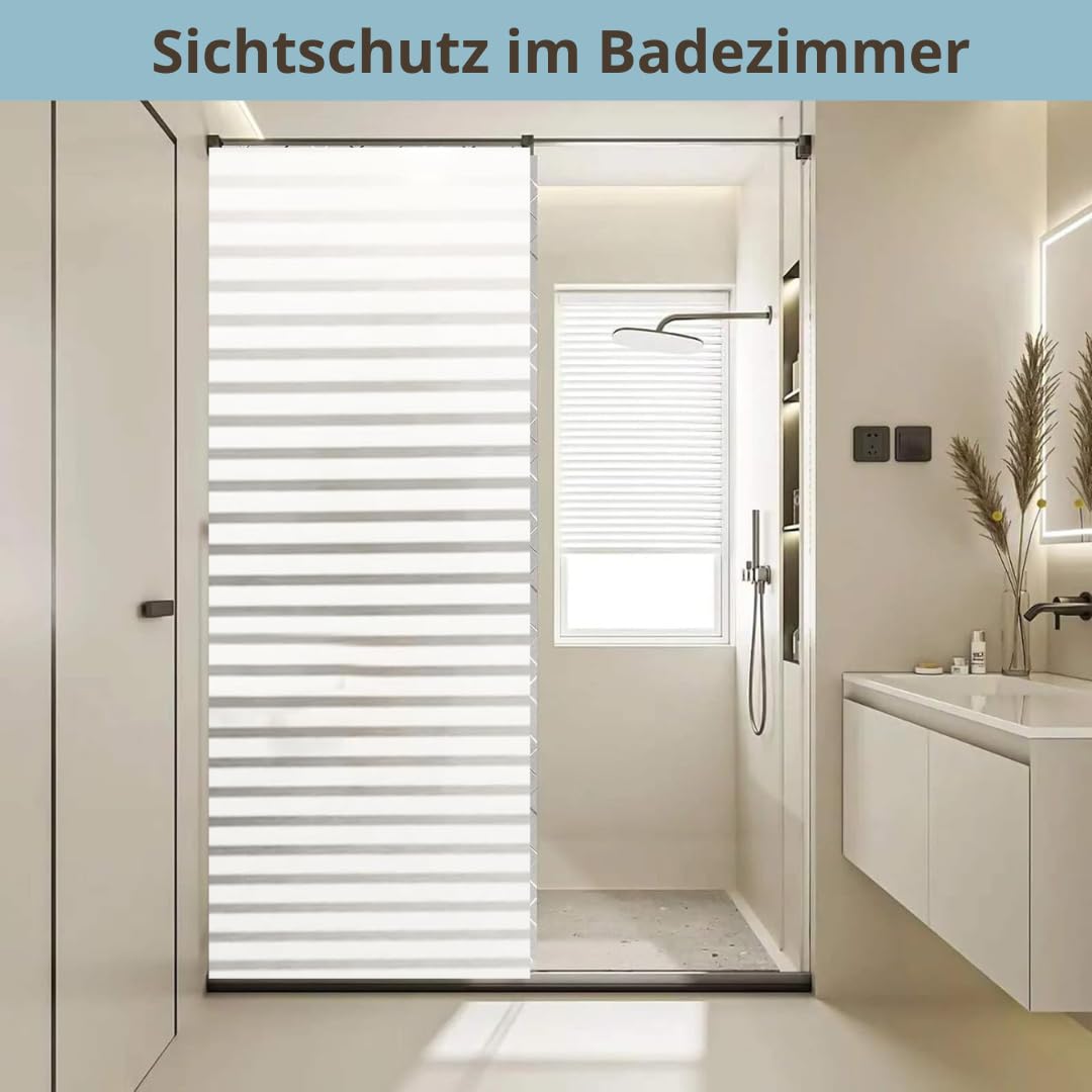 Großformatiges Fensterfolie (Streifen, 120 x 400 cm) Dekorative Fensterfolie Selbstklebende, matte, satinierte Fensterfolie für Privatsphäre ohne Klebstoff Anti-UV statisch Dusche