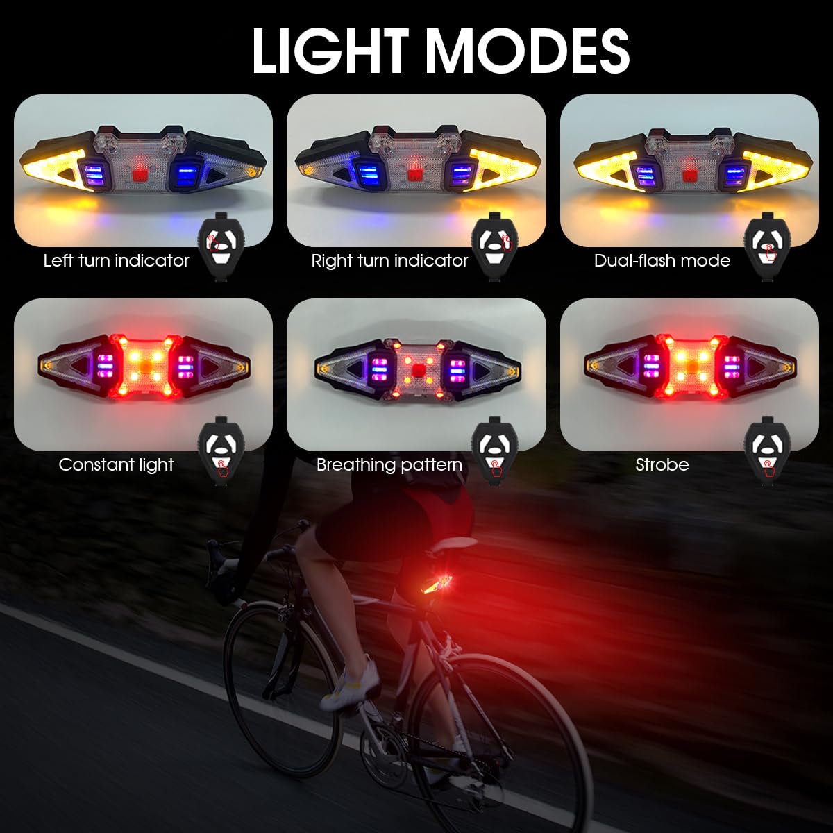 Fanale Posteriore Bici Con Indicatori Di Direzione - Ricaricabile E Telecomando - Foto 11