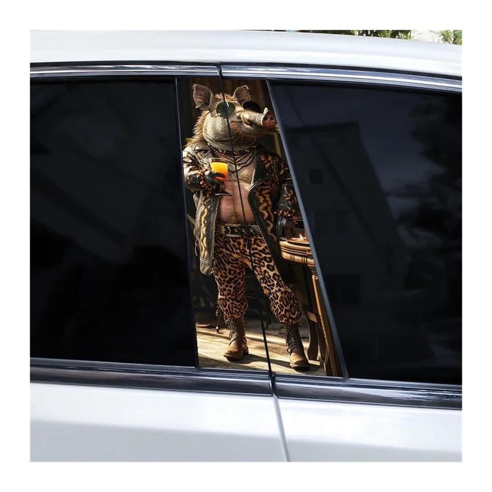 Decorative Items 2pcs Animal Pattern Car B-Pillar Scratch Resistant Decoration Decals(C)