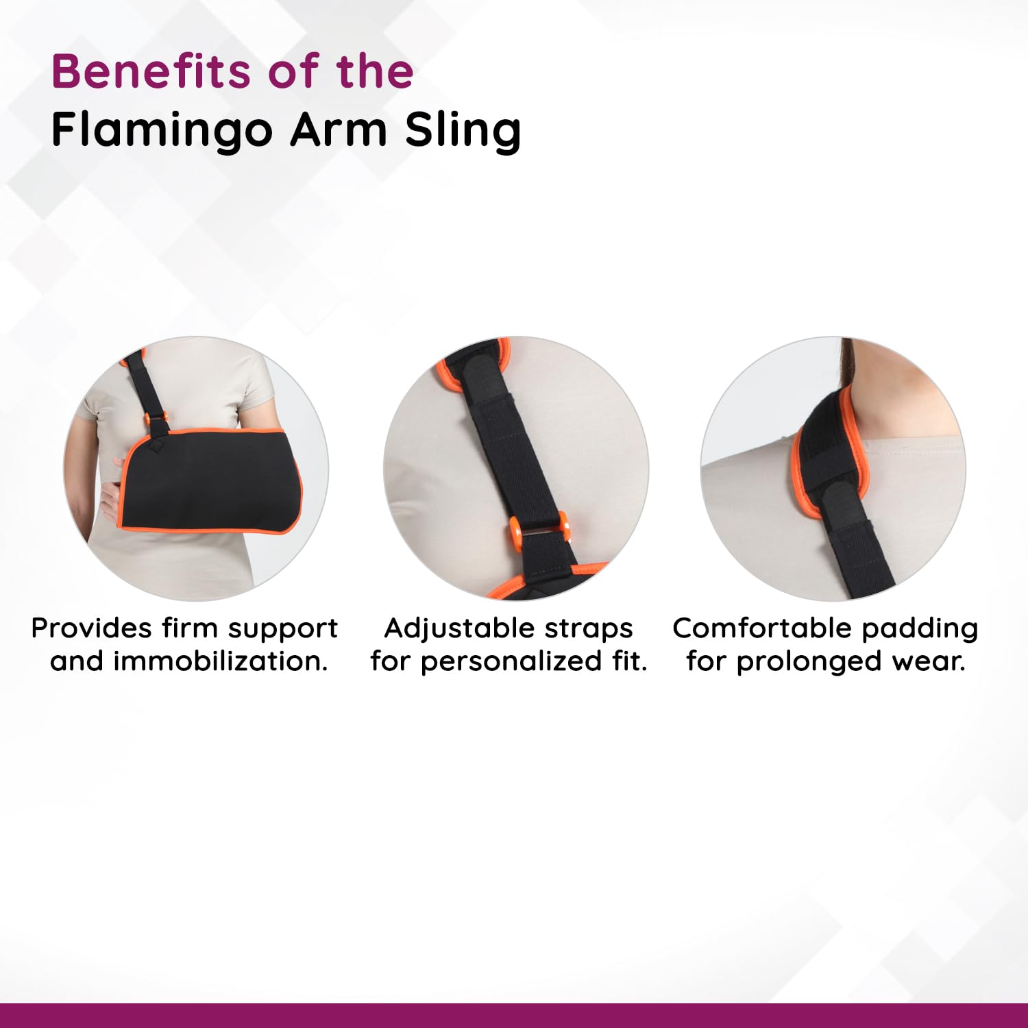 Flamingo Arm Sling | Adjustable & Comfortable Support for Arm, Elbow, and Wrist Injuries | Ideal for Fractures, Dislocations, and Post-Surgery Recovery | Size - XL | Pack of 1 | Beige | 4