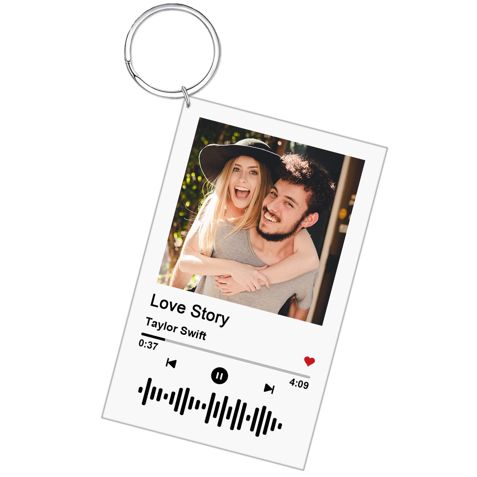 BLINGPAINTING Personalized Acrylic Keychain with Photo Custom Scannable Music Song Code Keychain Custom Acrylic Glass Music Plaque Frame