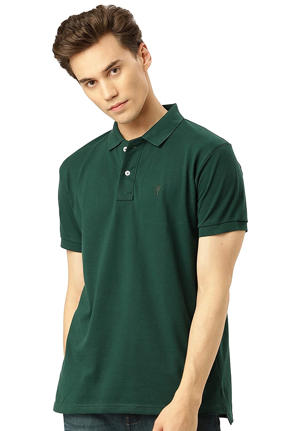 Sattvik certified Unisex Cotton Blend Solid Collared Regular Fit T-Shirt (Matte,Dark Green_M)