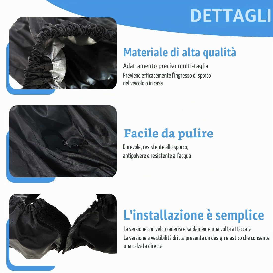 Copriruota Passeggino Universali Impermeabili Antipolvere 4 Pezzi Nero