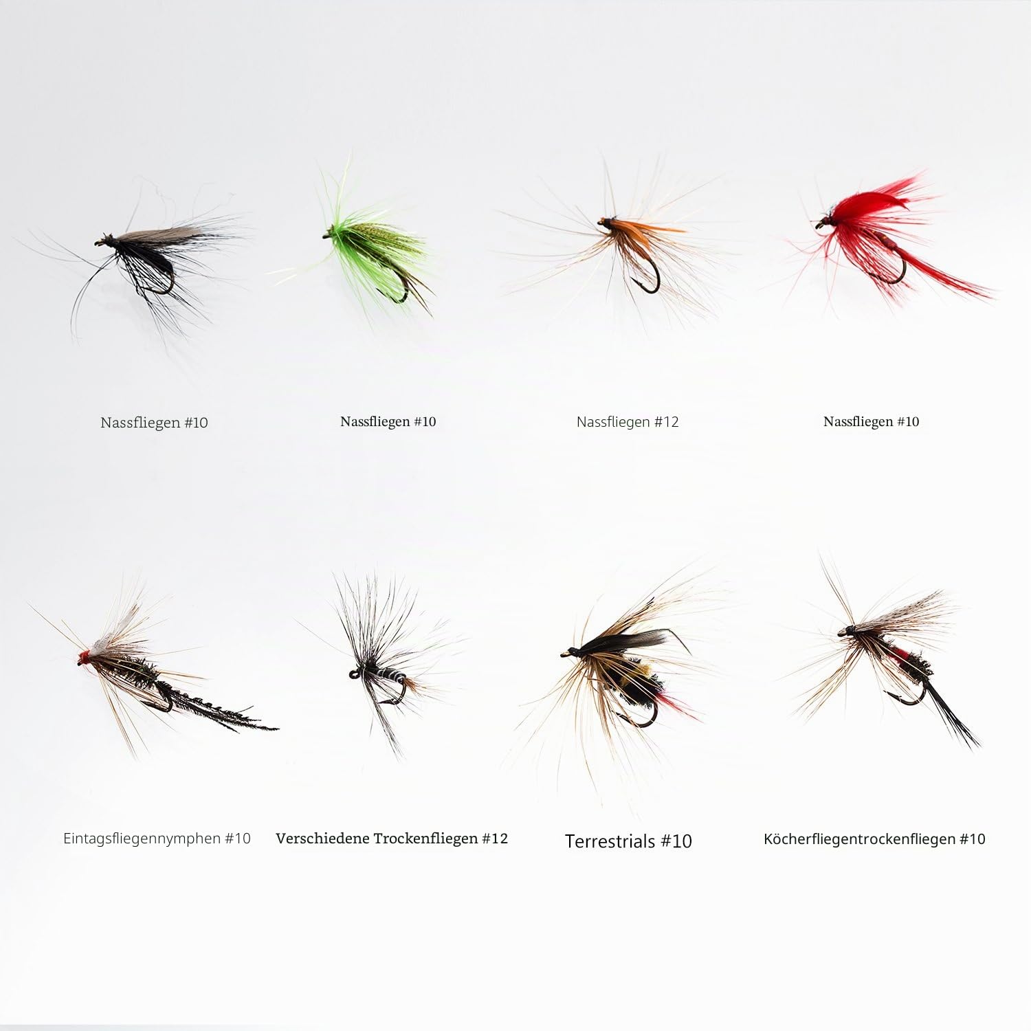Bassdash Fliegenfischen Fliegen Set Forellenbarschangeln mit Fliegenbox, 36/64/72/76/80 / 96Stk. Mit Trockenfliegen/Nassfliegen, Nymphen, Streamers, Popper
