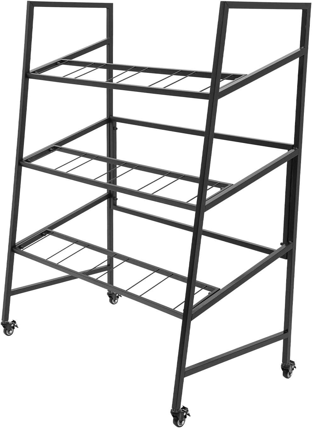 Flower Display Stand with 12PCS Buckets, 3LayersMoving Metal Plant Stand, Heavy Duty Pot Stand Ladder Shelf Florist Bouquet Shelf for Flower Shop Patio Garden, Outdoor Flower Pop-Up Events