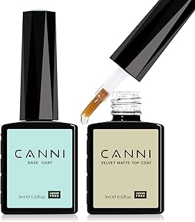 CANNI 2Pcs Matte Gel Top Coat and Base Coat Set- No Wipe Long Lasting Matte Top Coat Gel Nail Polish Kit, Soak Off LED Nail Art Starter Manicure Salon DIY at Home