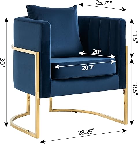 Miniatura 2 de Silla decorativa moderna de terciopelo, sillón tapizado de mediados de siglo con almohada para sala de estar, cómoda silla de tocador individual con